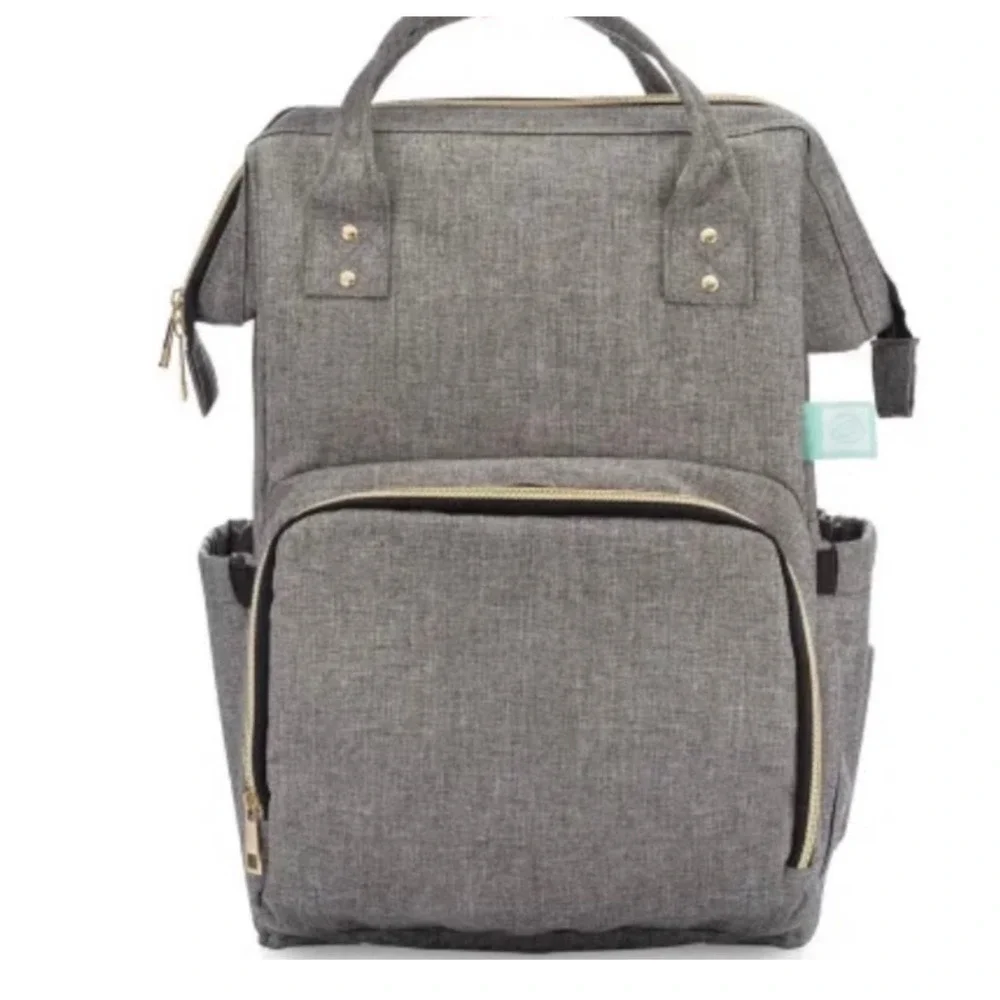 AFBP Grey Diaper Bag Breast Pump Insulated Backpack Pockets‎ Multi-Function